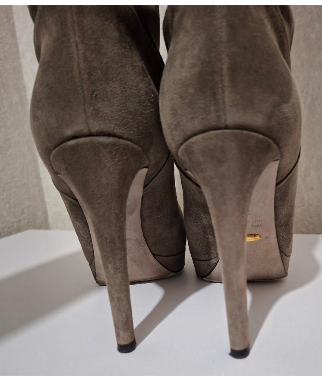 SERGIO ROSSI Серые замшевые сапоги, фото 3