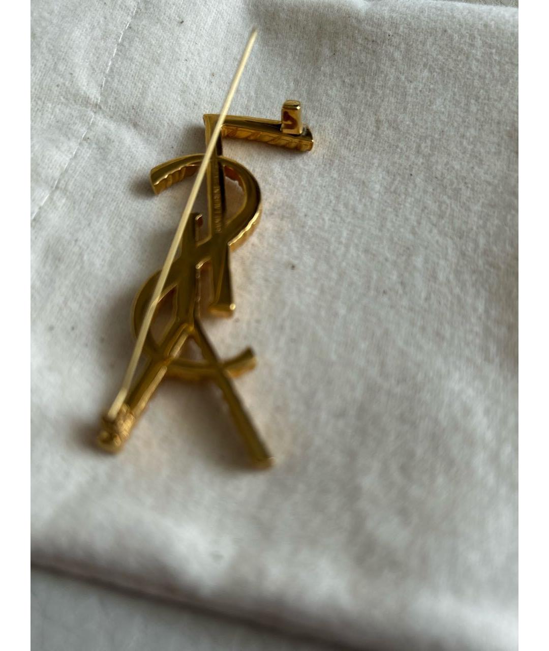 SAINT LAURENT Золотая металлическая булавка / брошь, фото 2