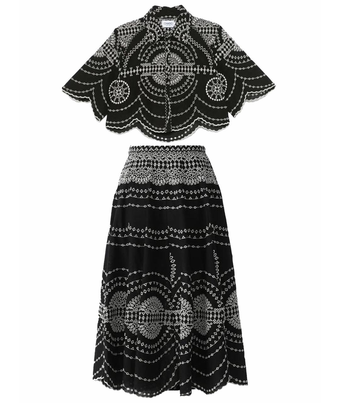 CHARO RUIZ Черный хлопковый костюм с юбками, фото 1