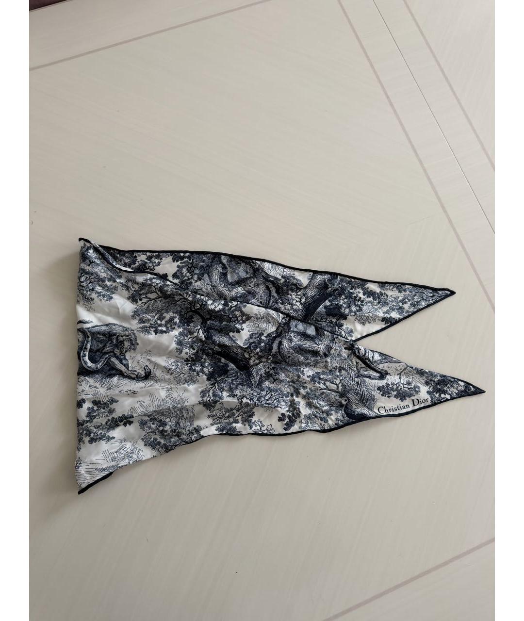 CHRISTIAN DIOR Темно-синий шелковый платок, фото 4