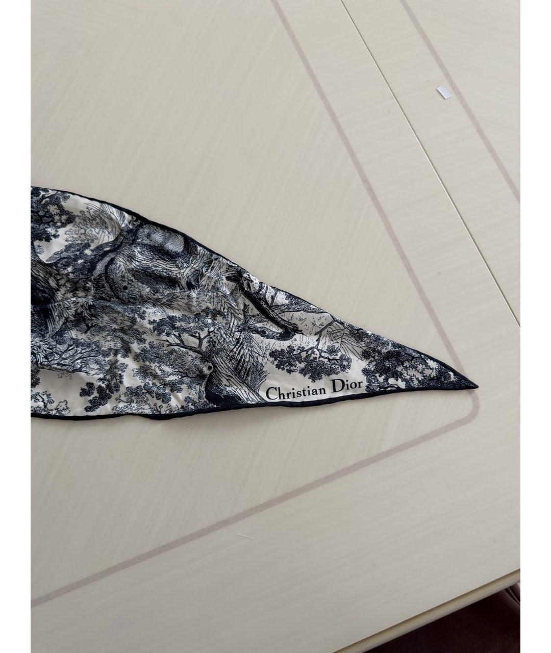 CHRISTIAN DIOR Темно-синий шелковый платок, фото 3