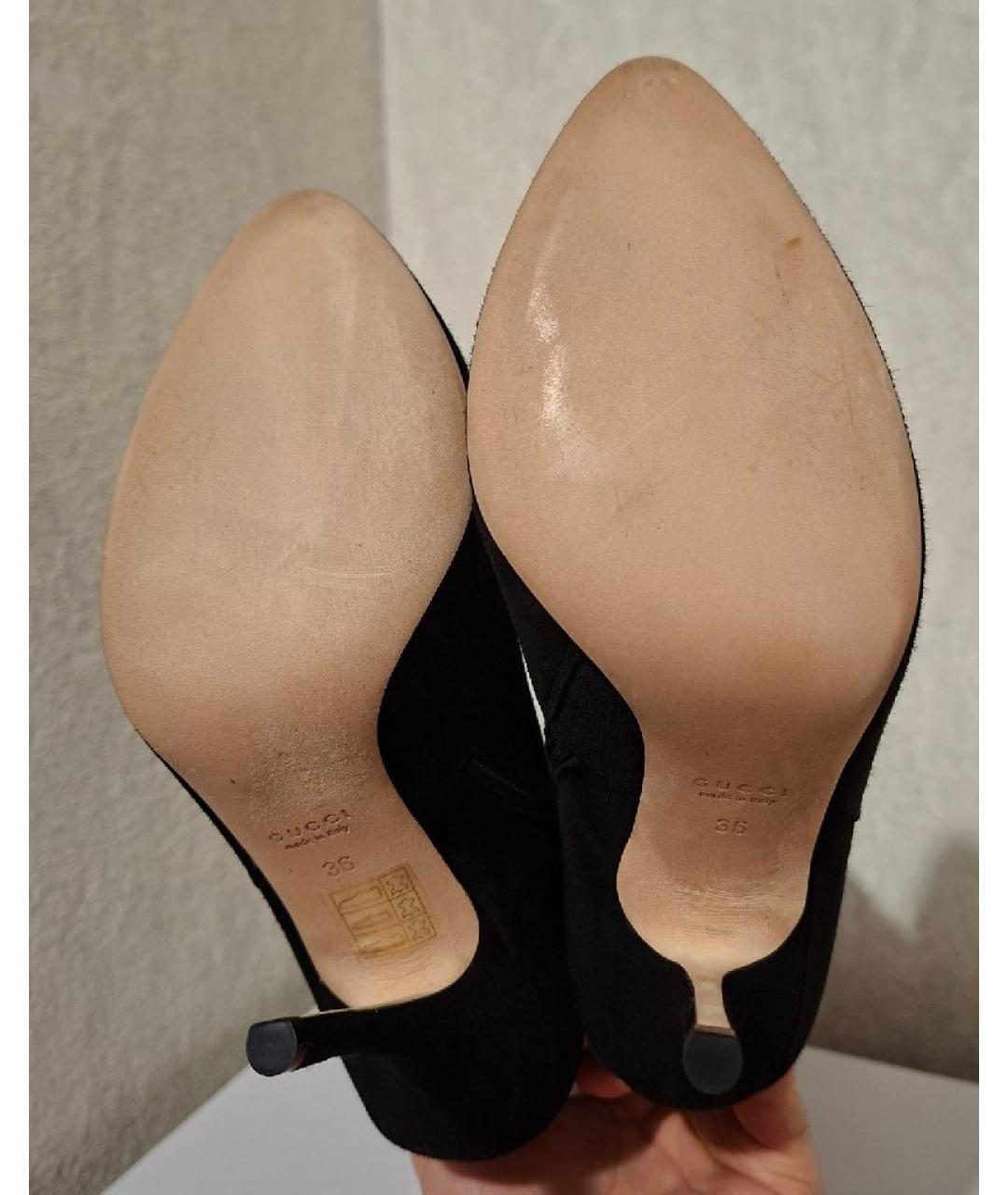 GUCCI Черные замшевые сапоги, фото 4