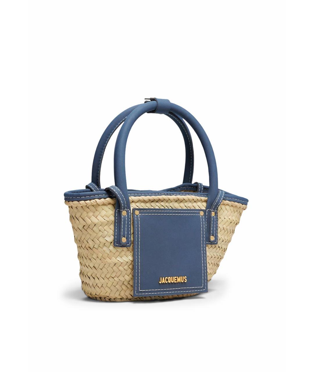 JACQUEMUS Синяя пелетеная пляжная сумка, фото 3