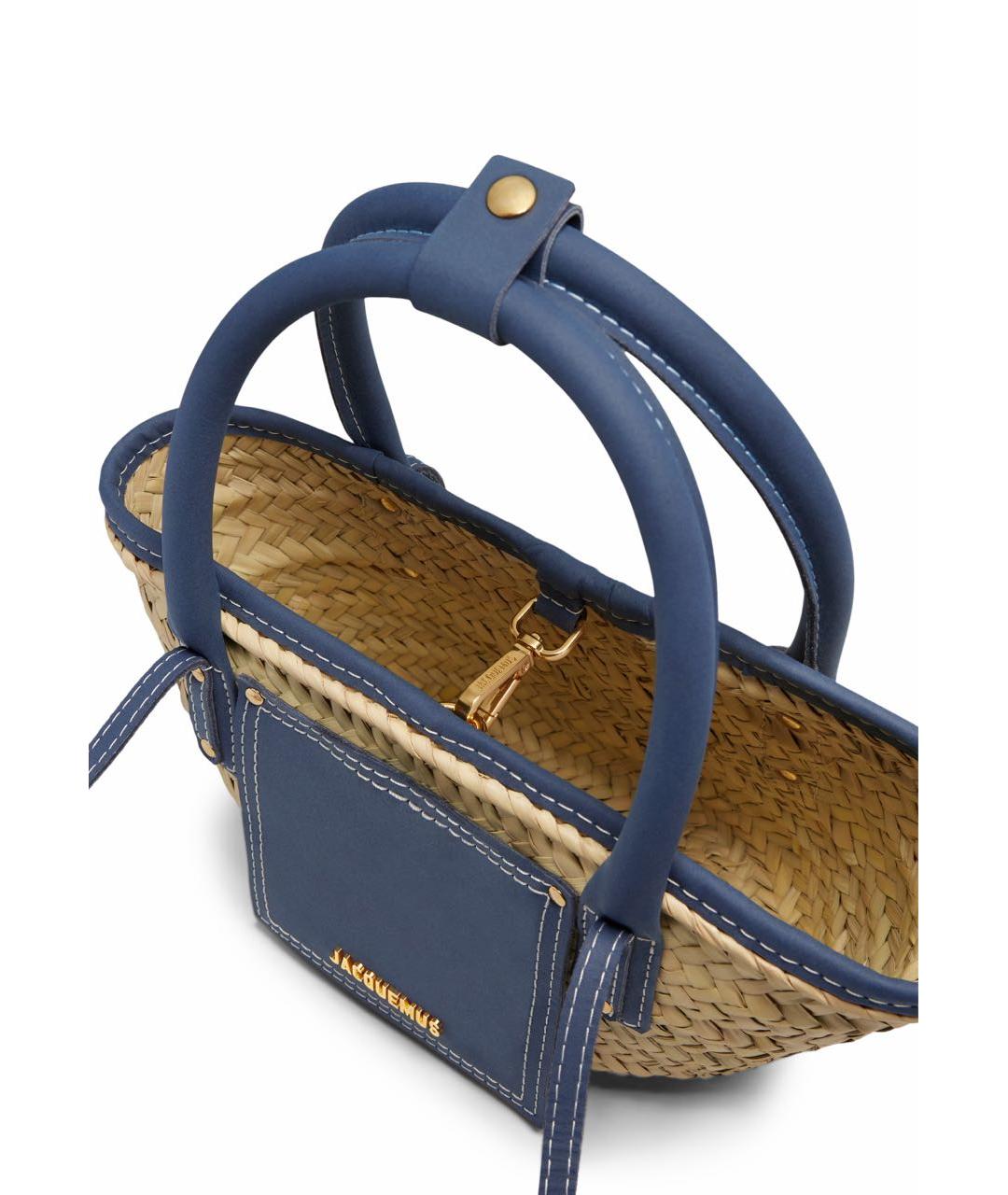 JACQUEMUS Синяя пелетеная пляжная сумка, фото 4