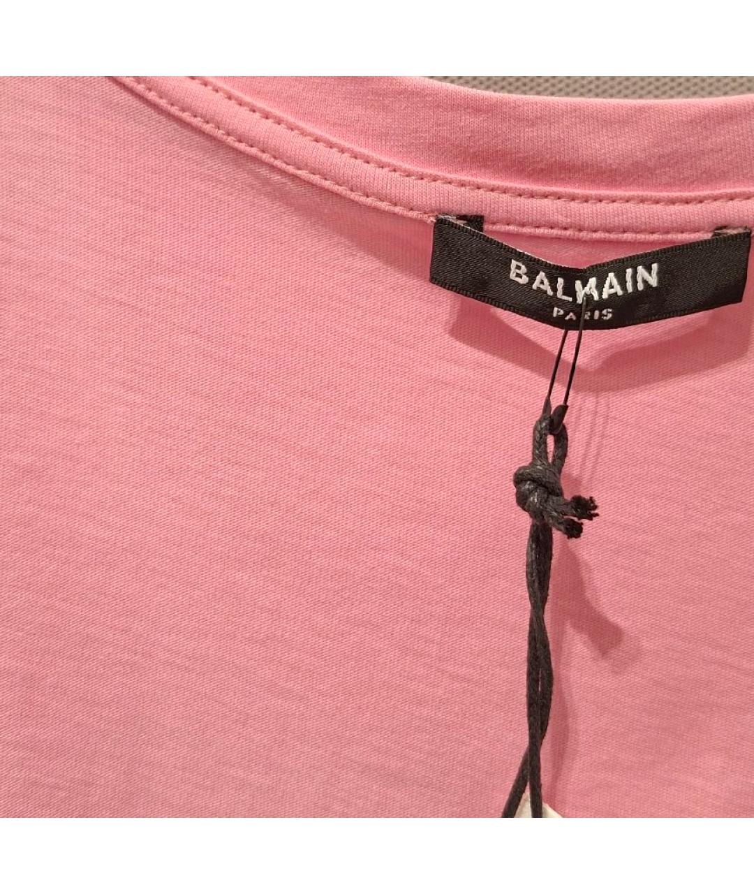 BALMAIN Розовая хлопковая футболка, фото 4