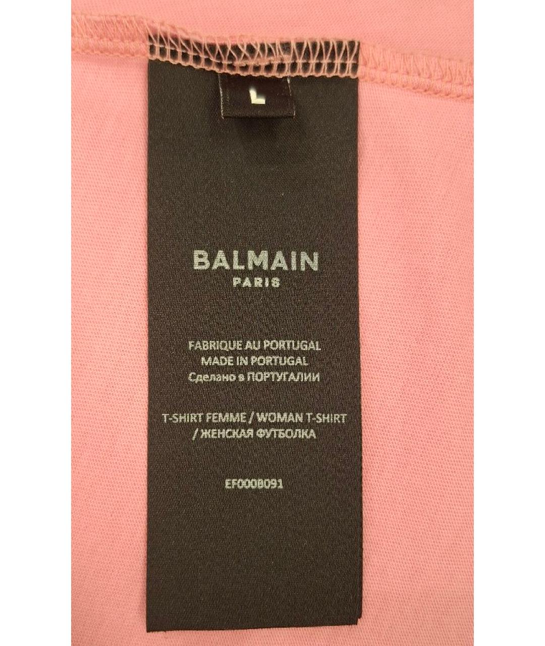 BALMAIN Розовая хлопковая футболка, фото 5