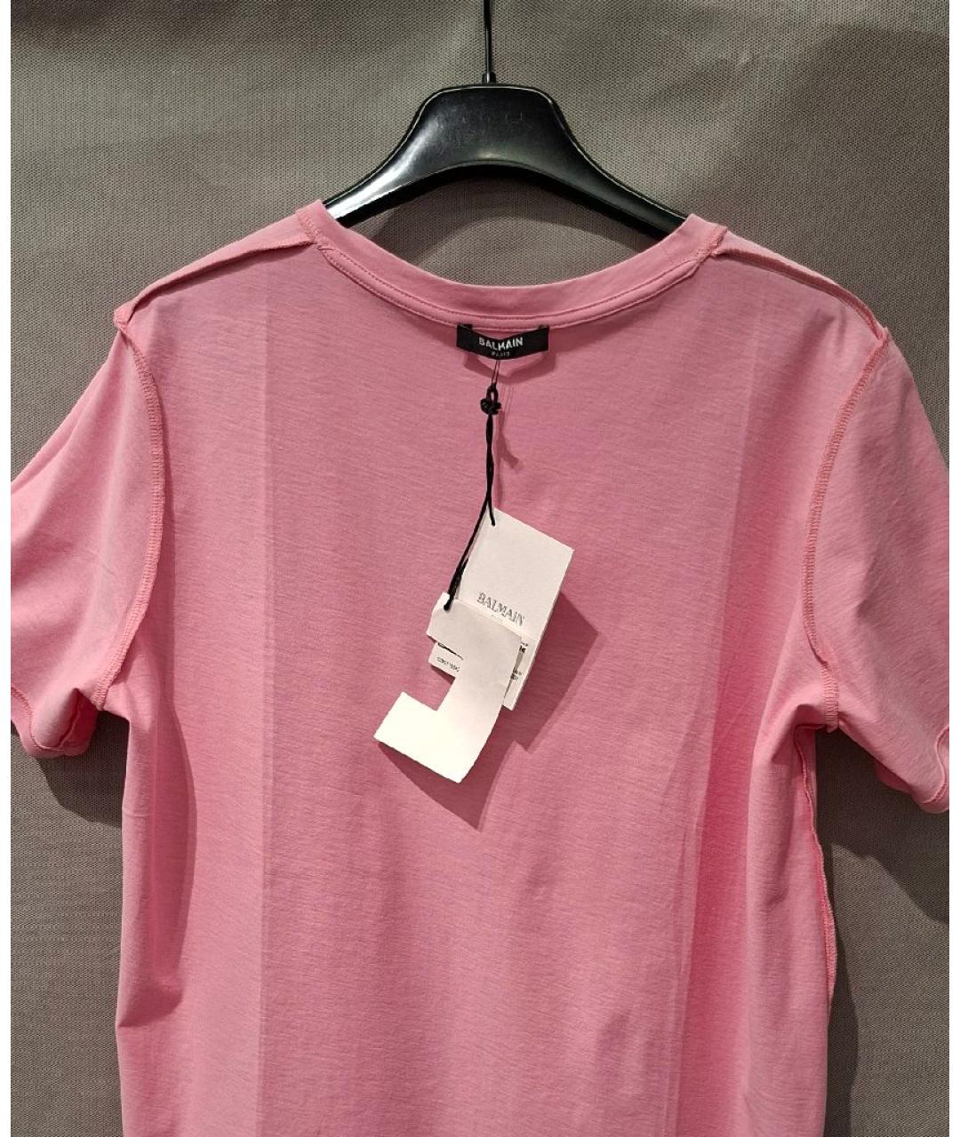 BALMAIN Розовая хлопковая футболка, фото 3