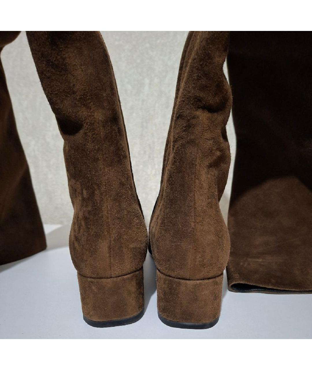 SAINT LAURENT Коричневые замшевые сапоги, фото 3
