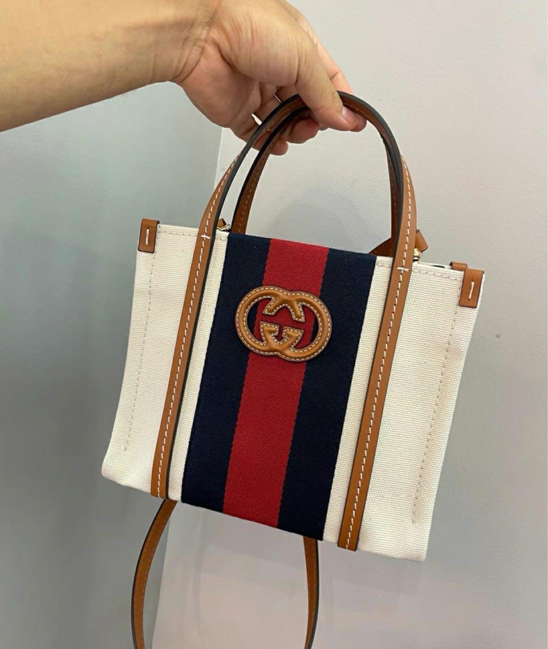 GUCCI Белая тканевая сумка тоут, фото 3