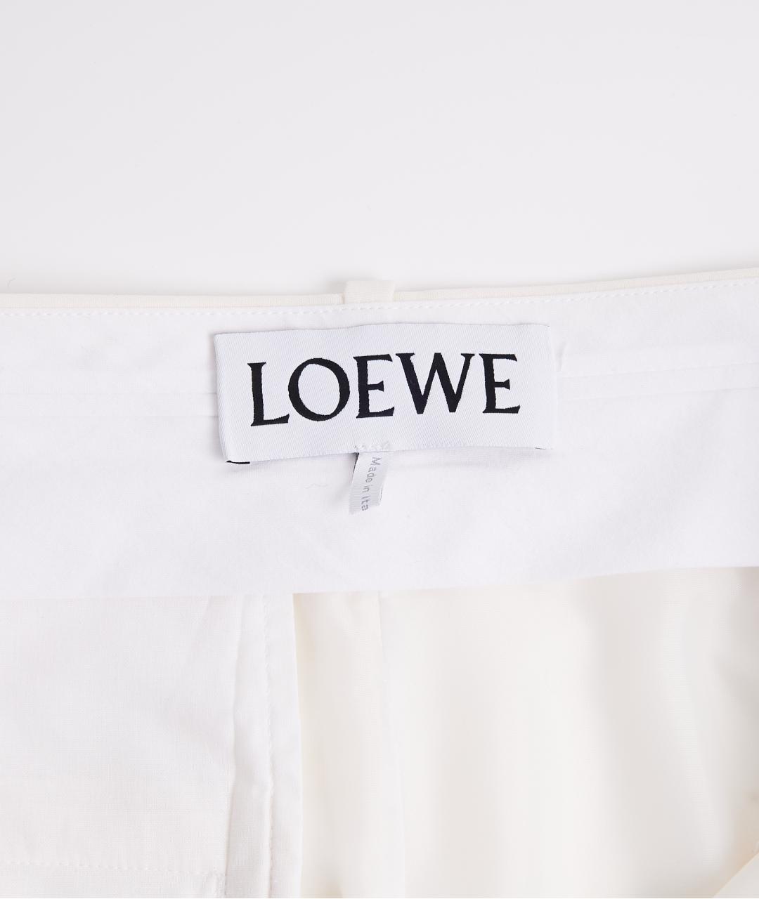 LOEWE Белые хлопковые прямые брюки, фото 3