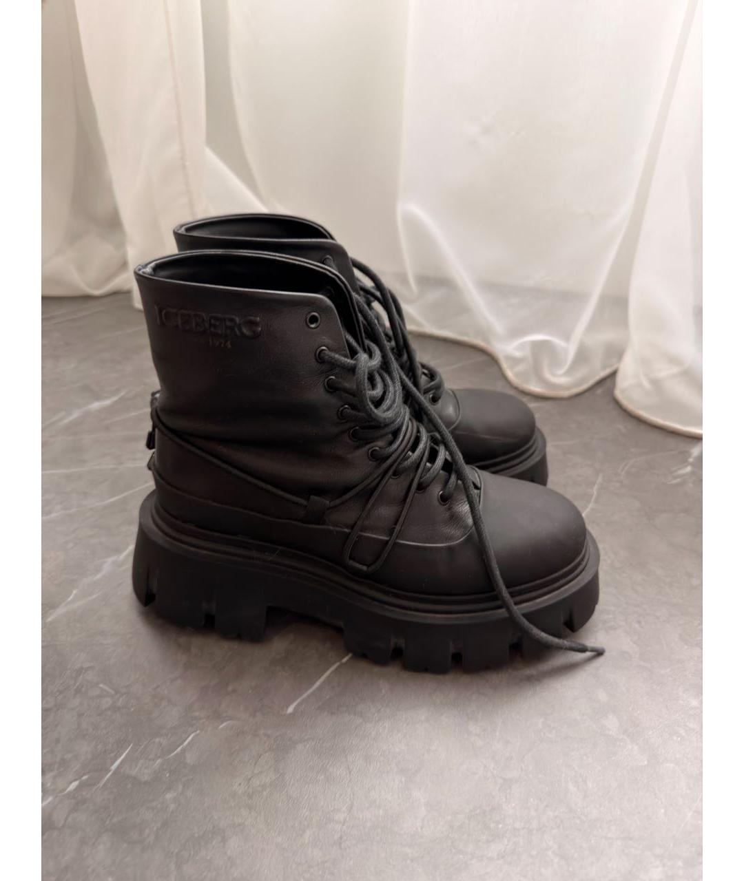 ICEBERG Черные кожаные ботинки, фото 4
