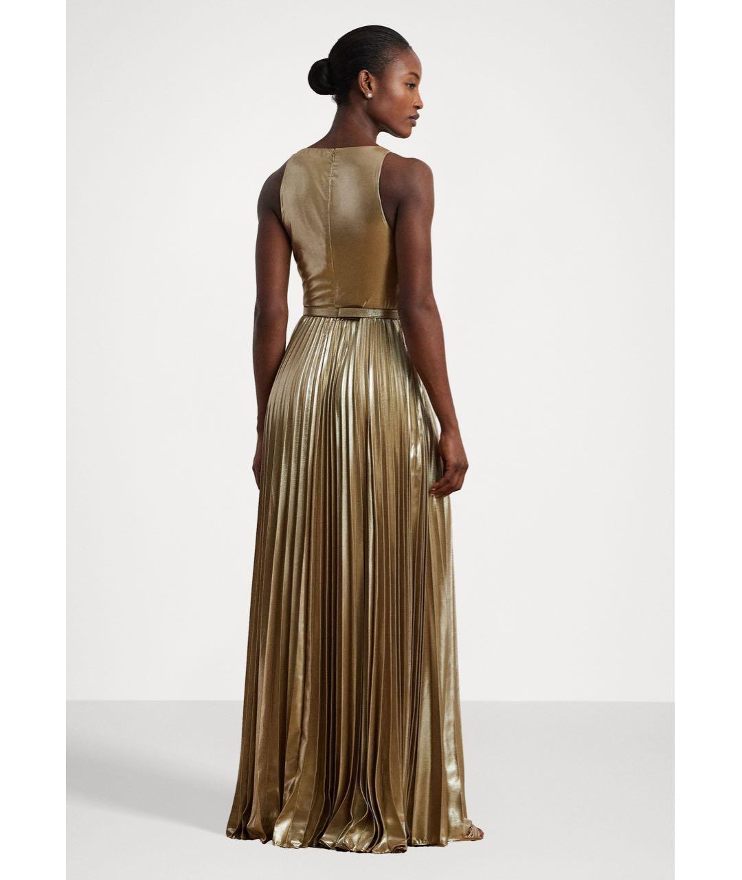 RALPH LAUREN Золотое полиэстеровое коктейльное платье, фото 3