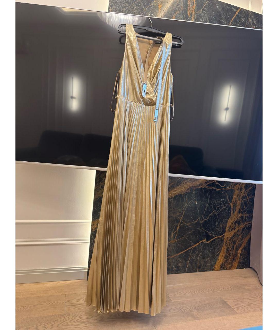 RALPH LAUREN Золотое полиэстеровое коктейльное платье, фото 4