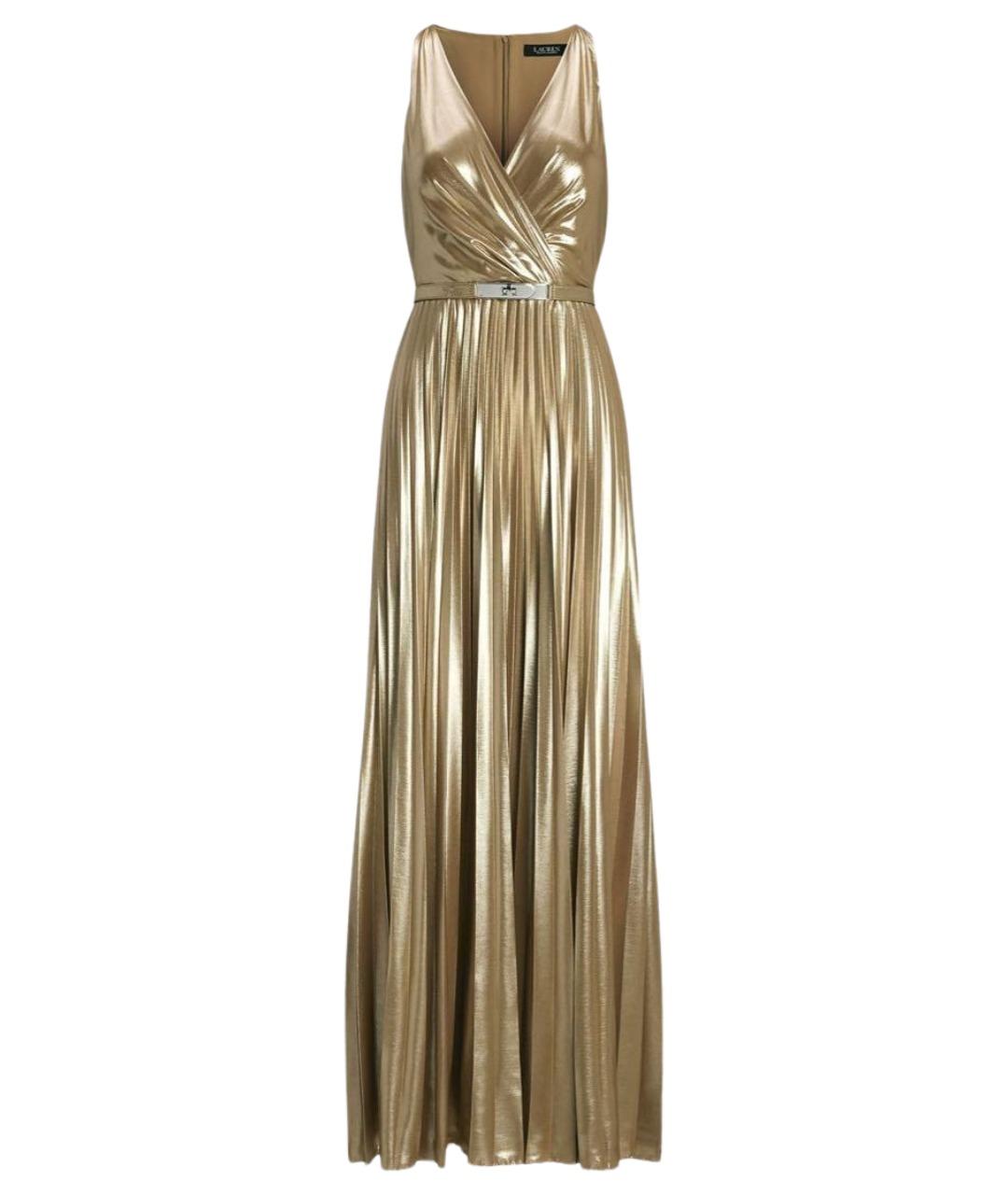 RALPH LAUREN Золотое полиэстеровое коктейльное платье, фото 1