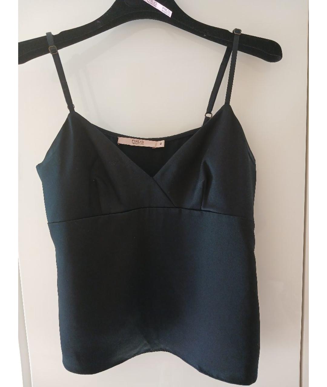 RED VALENTINO Черная шелковая майка, фото 6