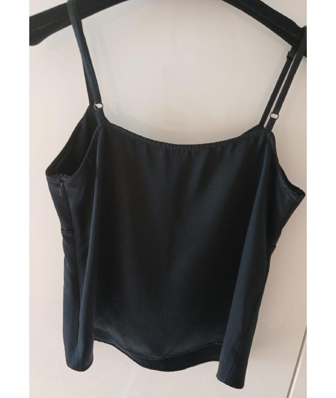 RED VALENTINO Черная шелковая майка, фото 2