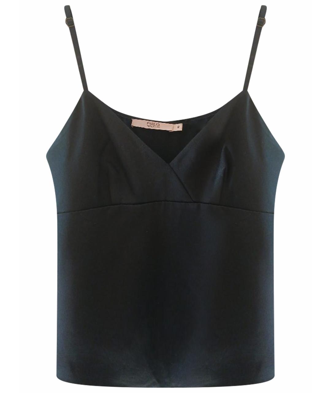 RED VALENTINO Черная шелковая майка, фото 1