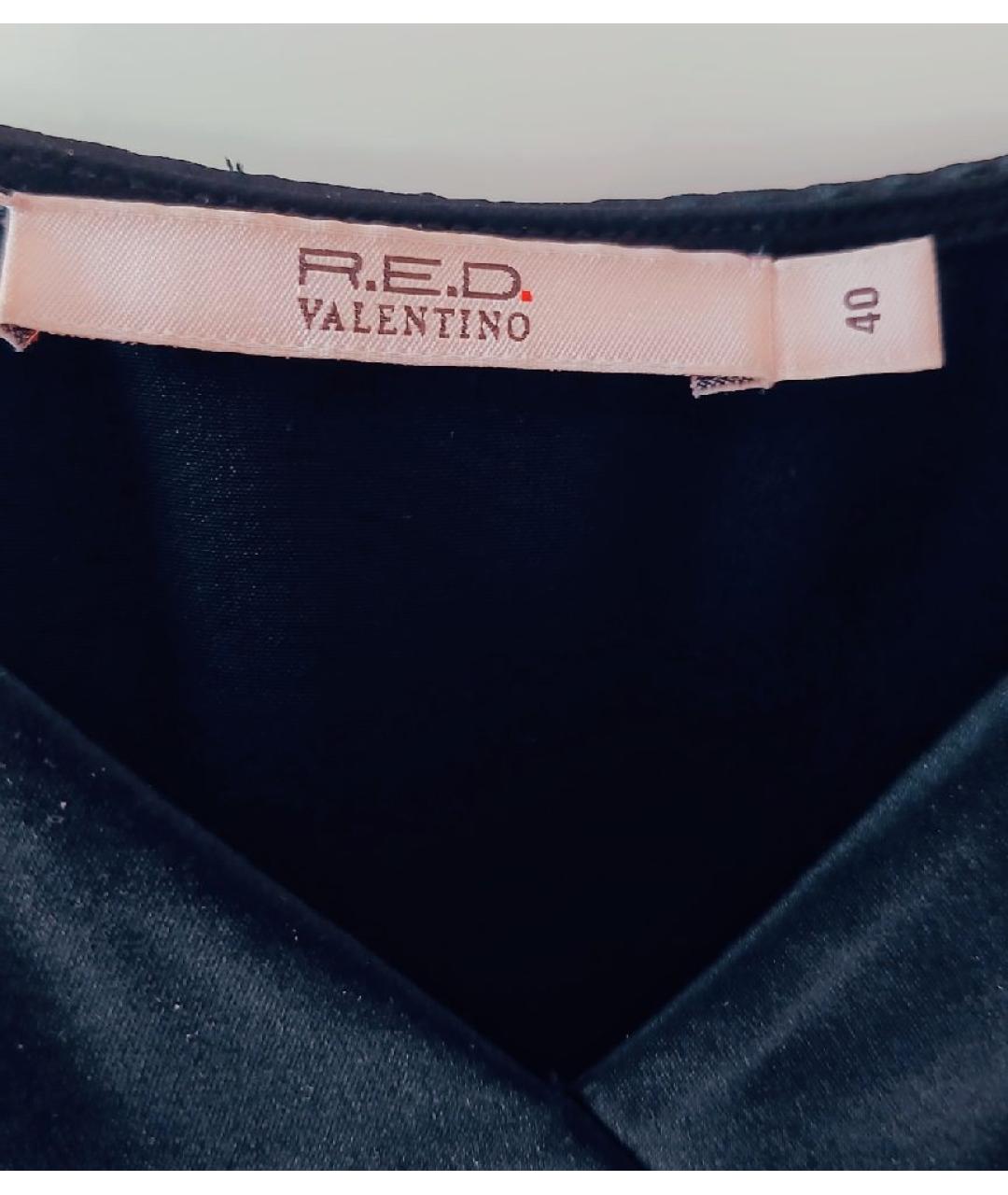RED VALENTINO Черная шелковая майка, фото 3