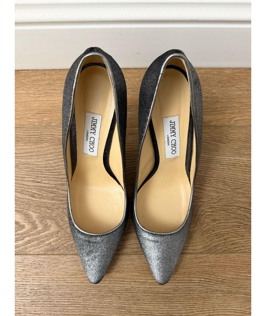 JIMMY CHOO Антрацитовые бархатные туфли, фото 3