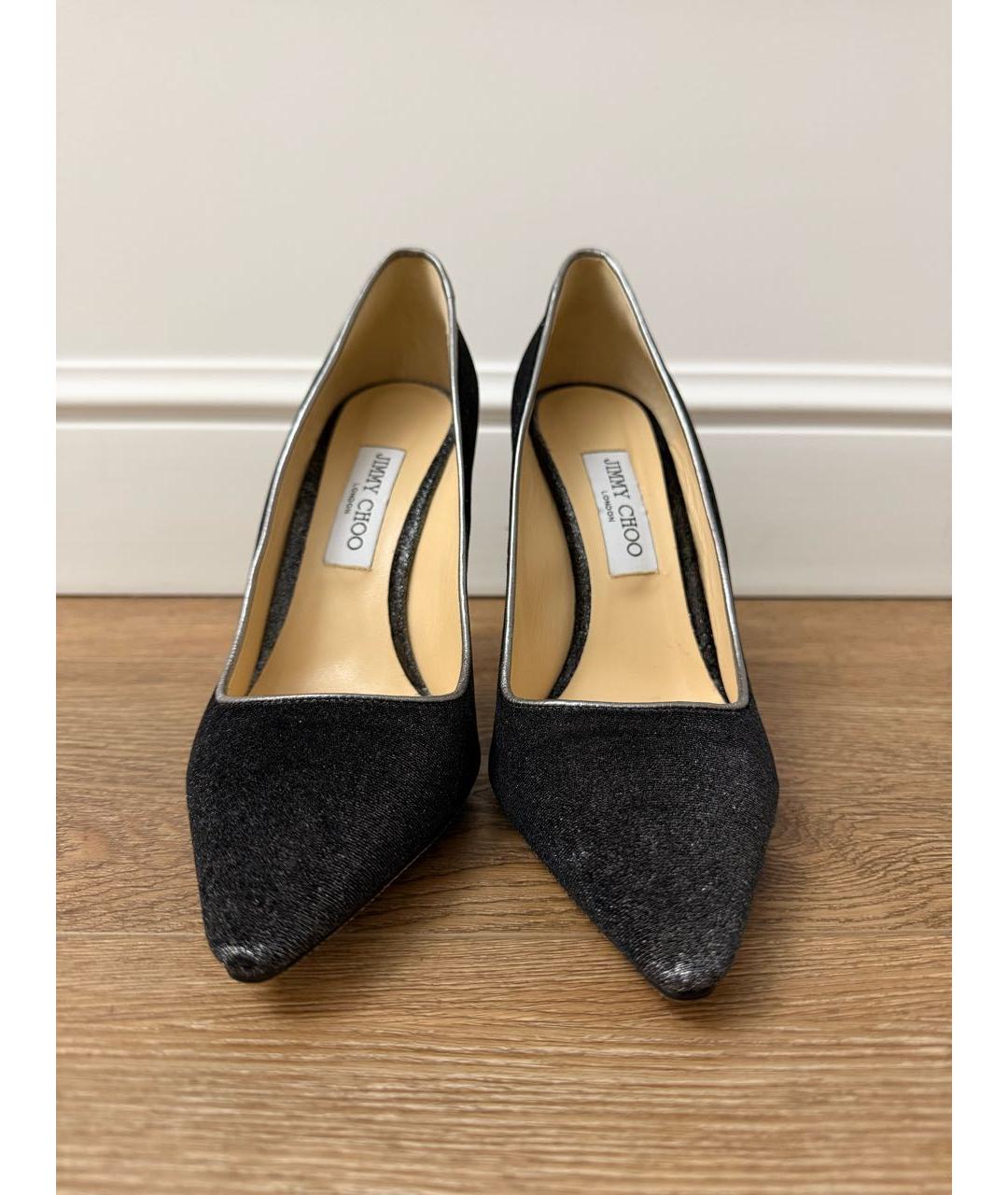 JIMMY CHOO Антрацитовые бархатные туфли, фото 2