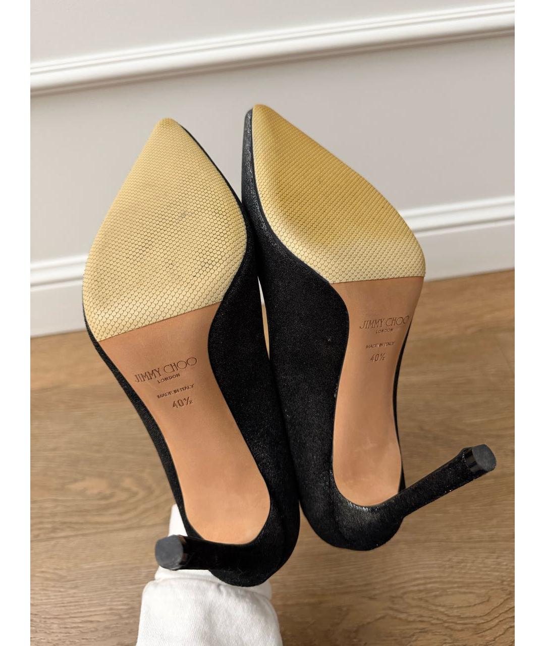 JIMMY CHOO Антрацитовые бархатные туфли, фото 5