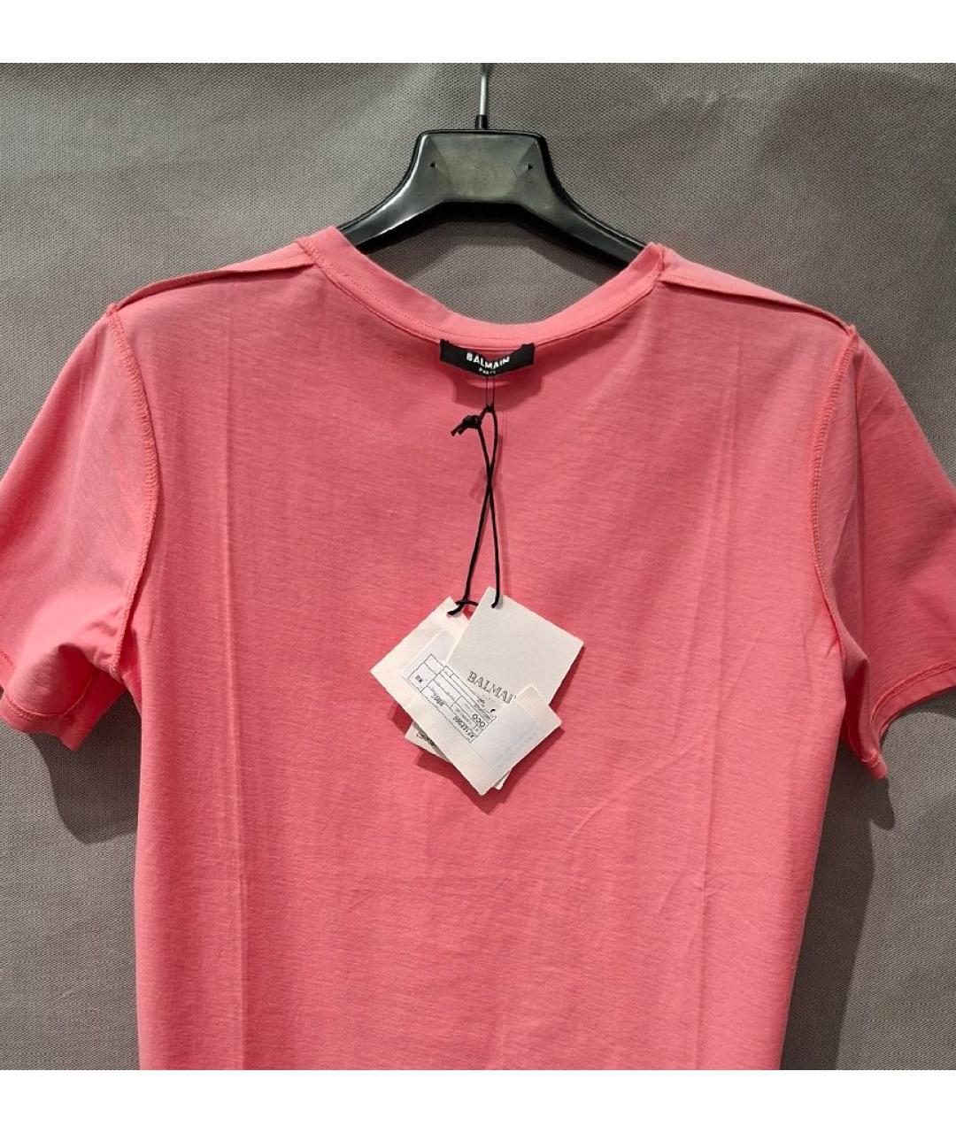 BALMAIN Коралловая хлопковая футболка, фото 3