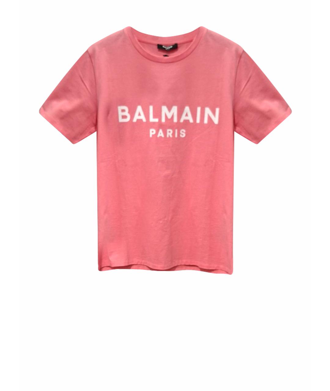 BALMAIN Коралловая хлопковая футболка, фото 1