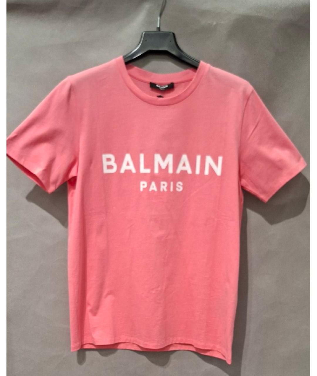 BALMAIN Коралловая хлопковая футболка, фото 7