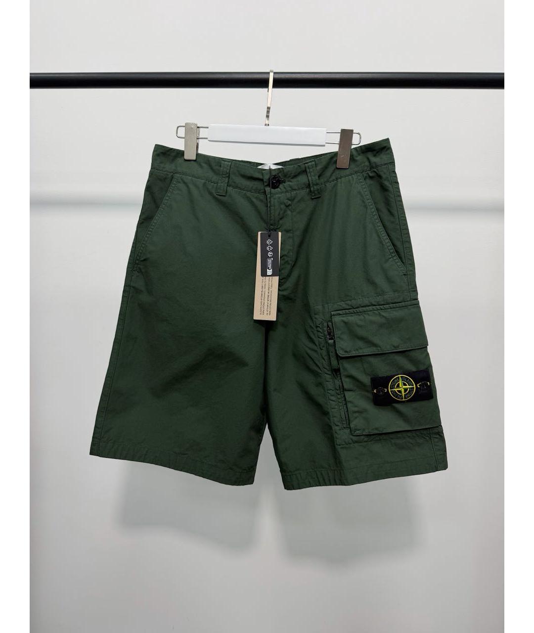 STONE ISLAND Зеленые хлопковые шорты, фото 2