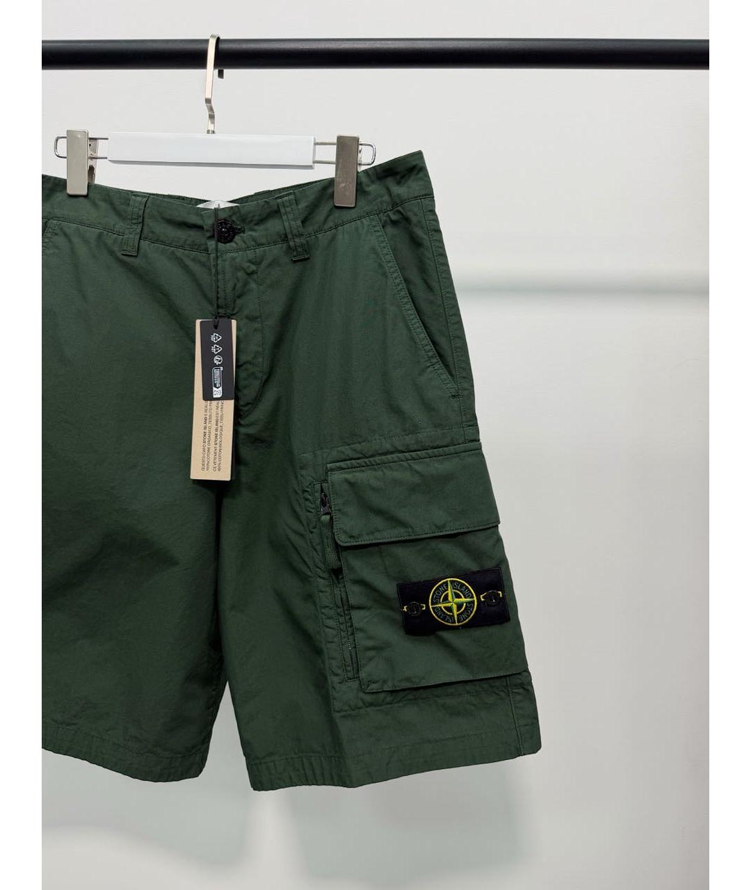 STONE ISLAND Зеленые хлопковые шорты, фото 3