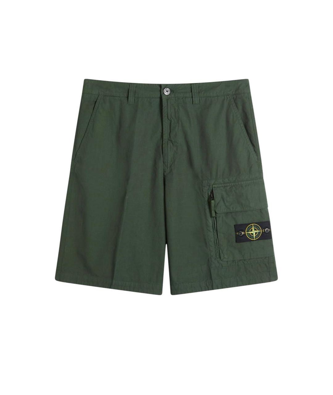 STONE ISLAND Зеленые хлопковые шорты, фото 6