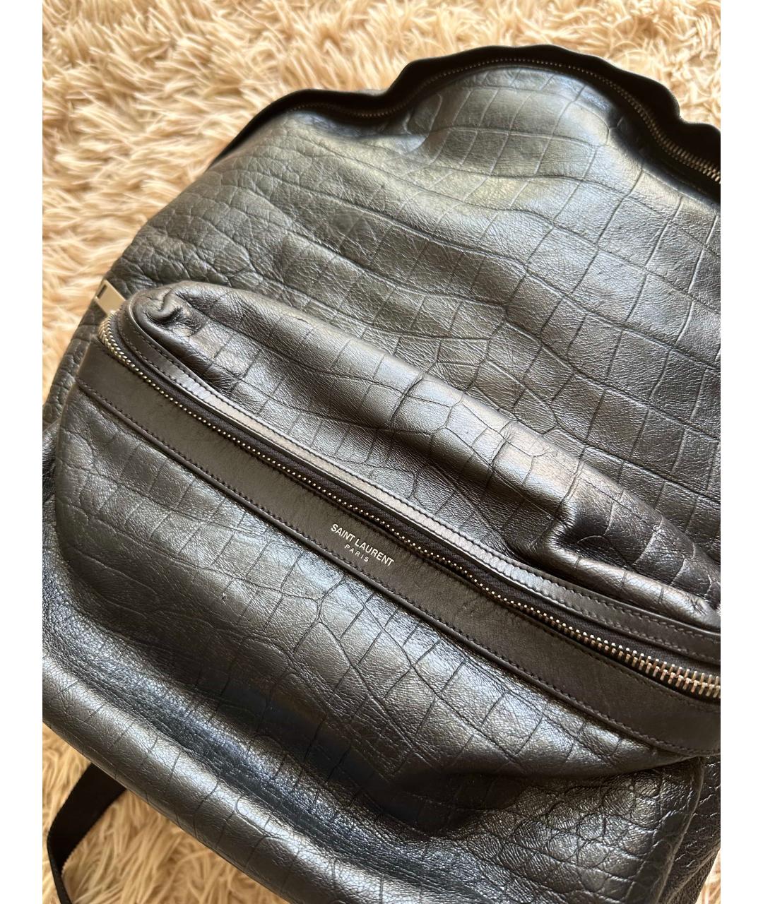 SAINT LAURENT Черный кожаный рюкзак, фото 2