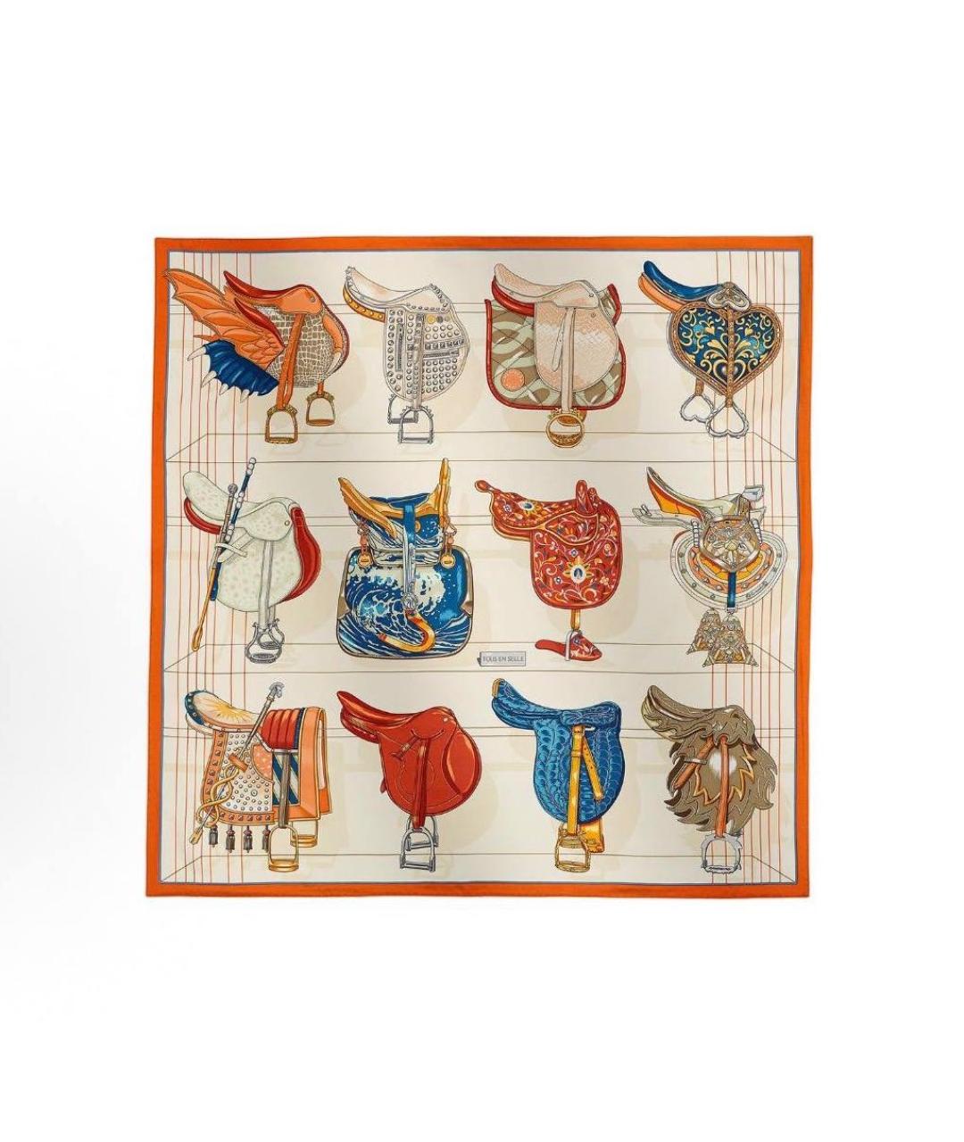 HERMES Мульти шелковый платок, фото 5