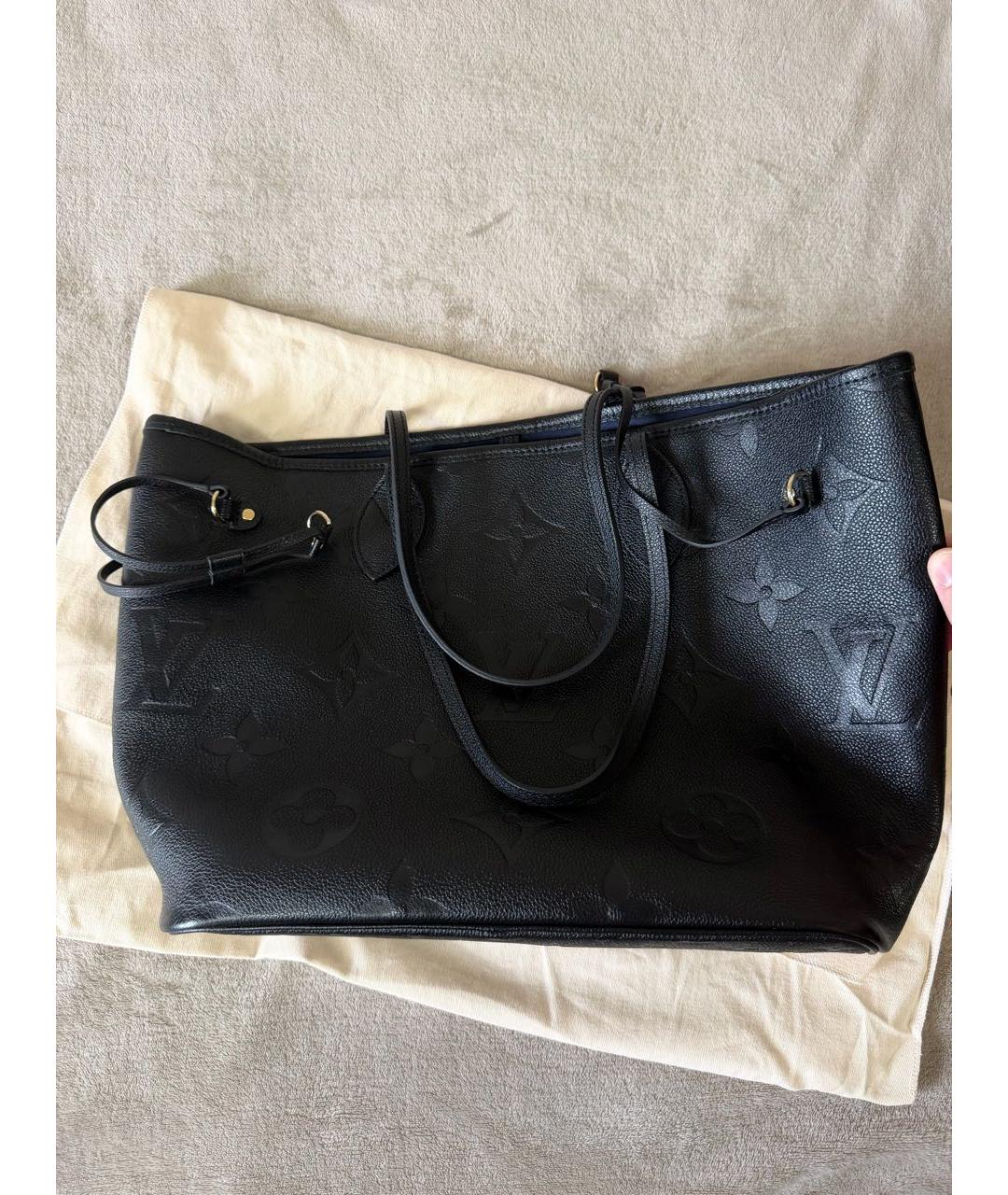LOUIS VUITTON Черная кожаная сумка тоут, фото 5