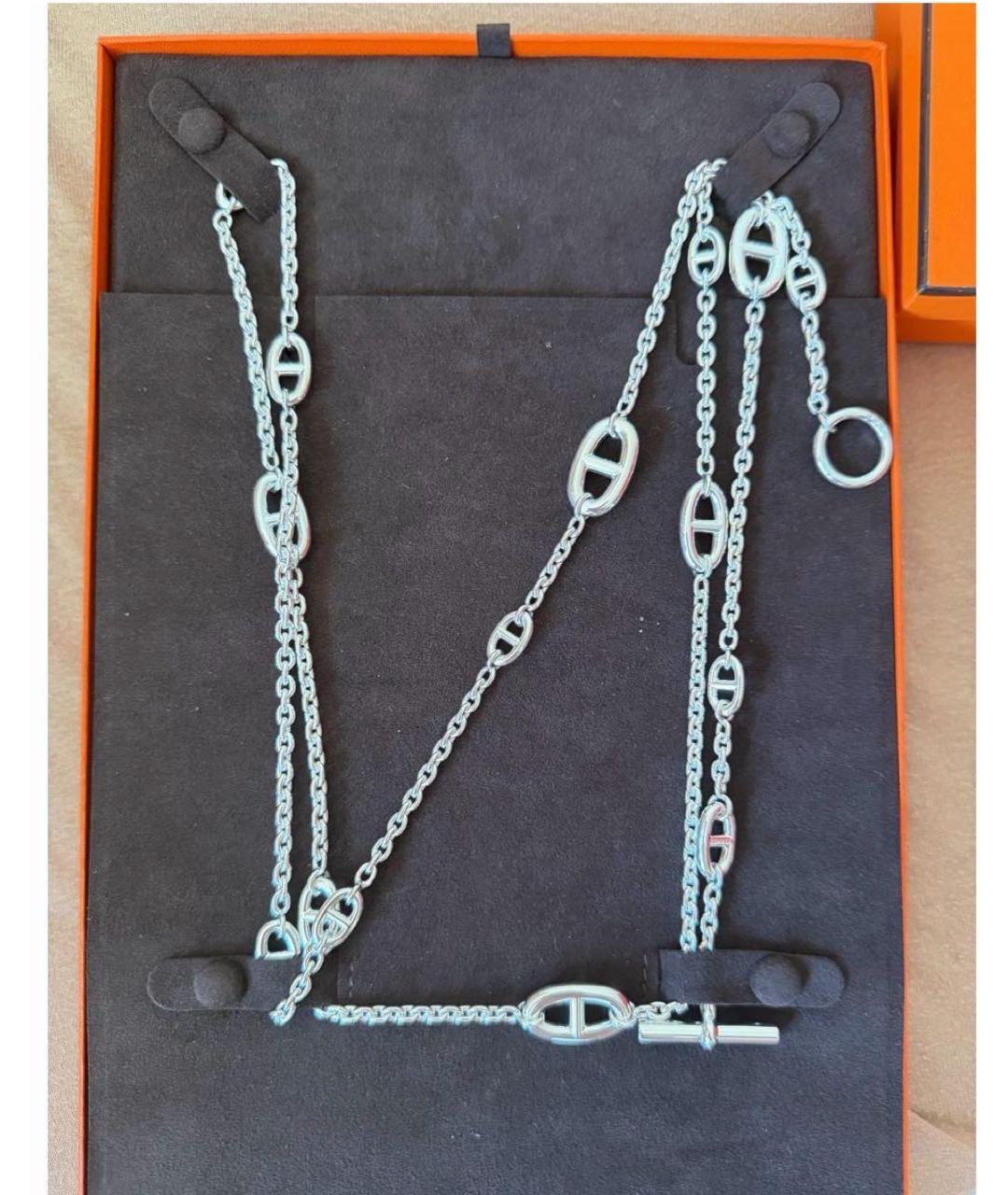 HERMES Серое серебряное колье, фото 3