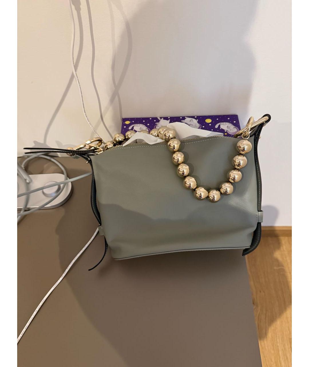 FURLA Серая кожаная сумка с короткими ручками, фото 4