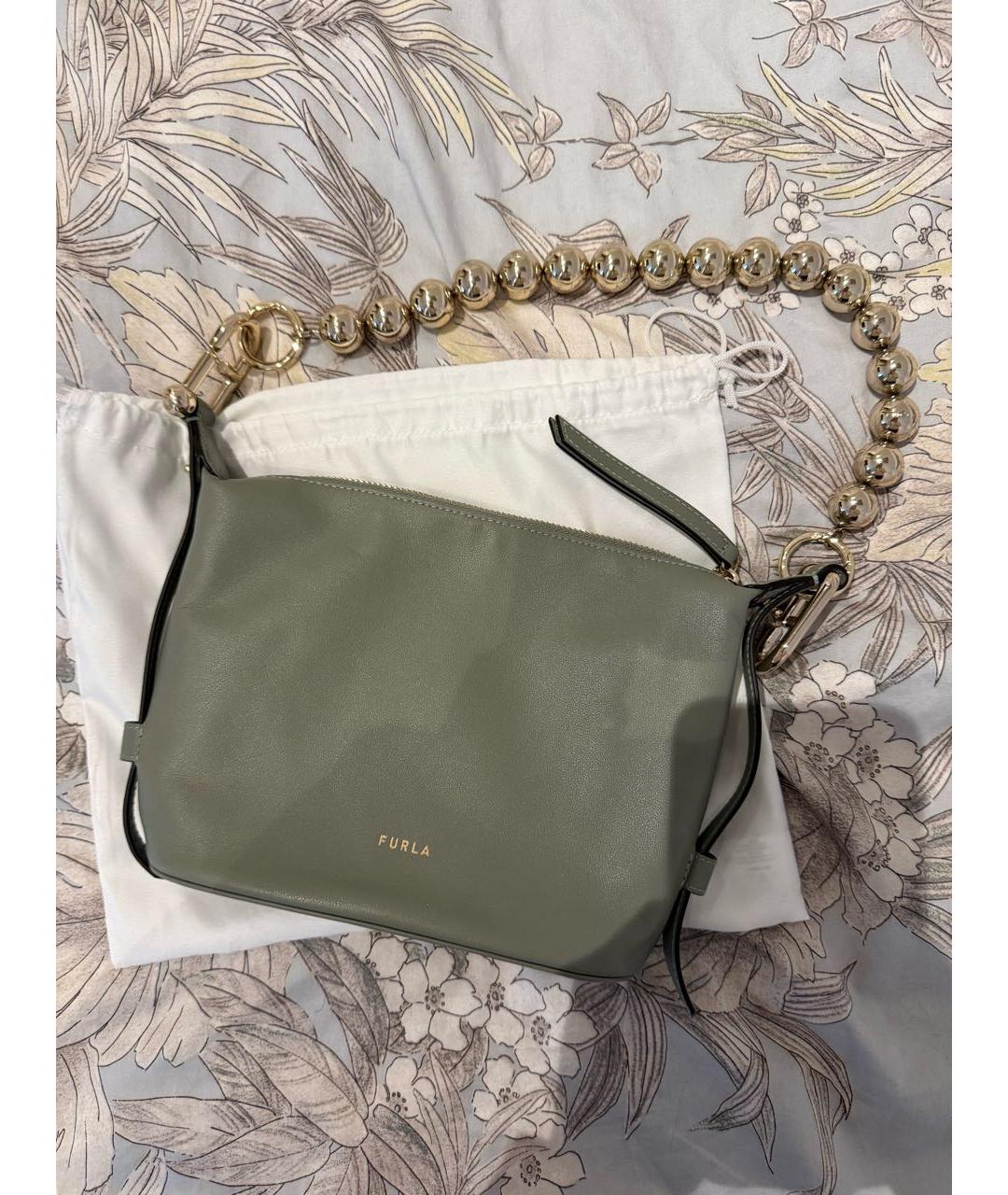 FURLA Серая кожаная сумка с короткими ручками, фото 2
