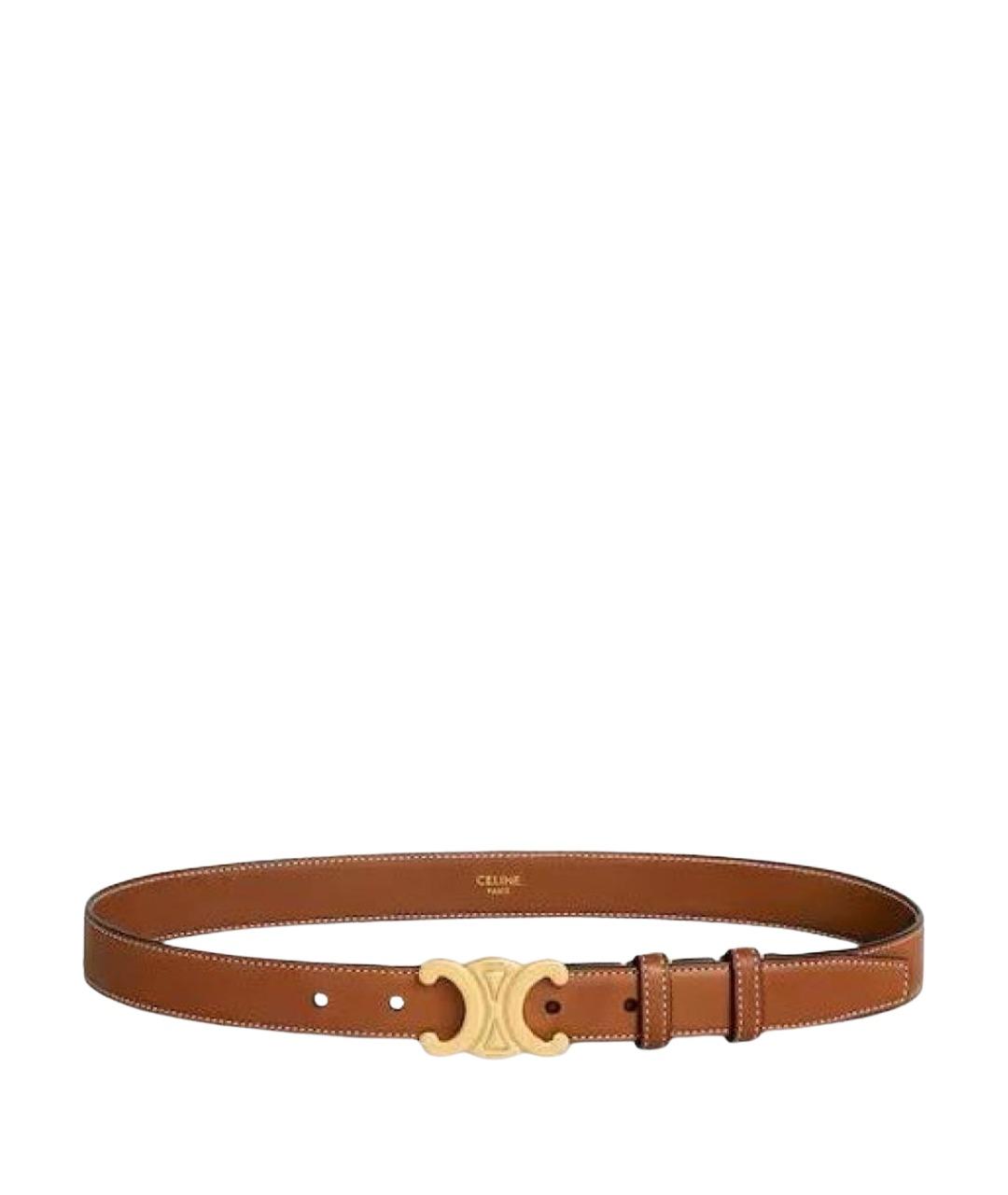 CELINE Коричневый кожаный ремень, фото 1