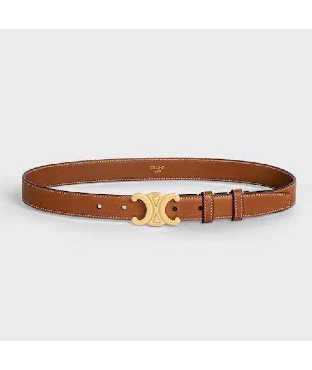 CELINE Коричневый кожаный ремень, фото 5