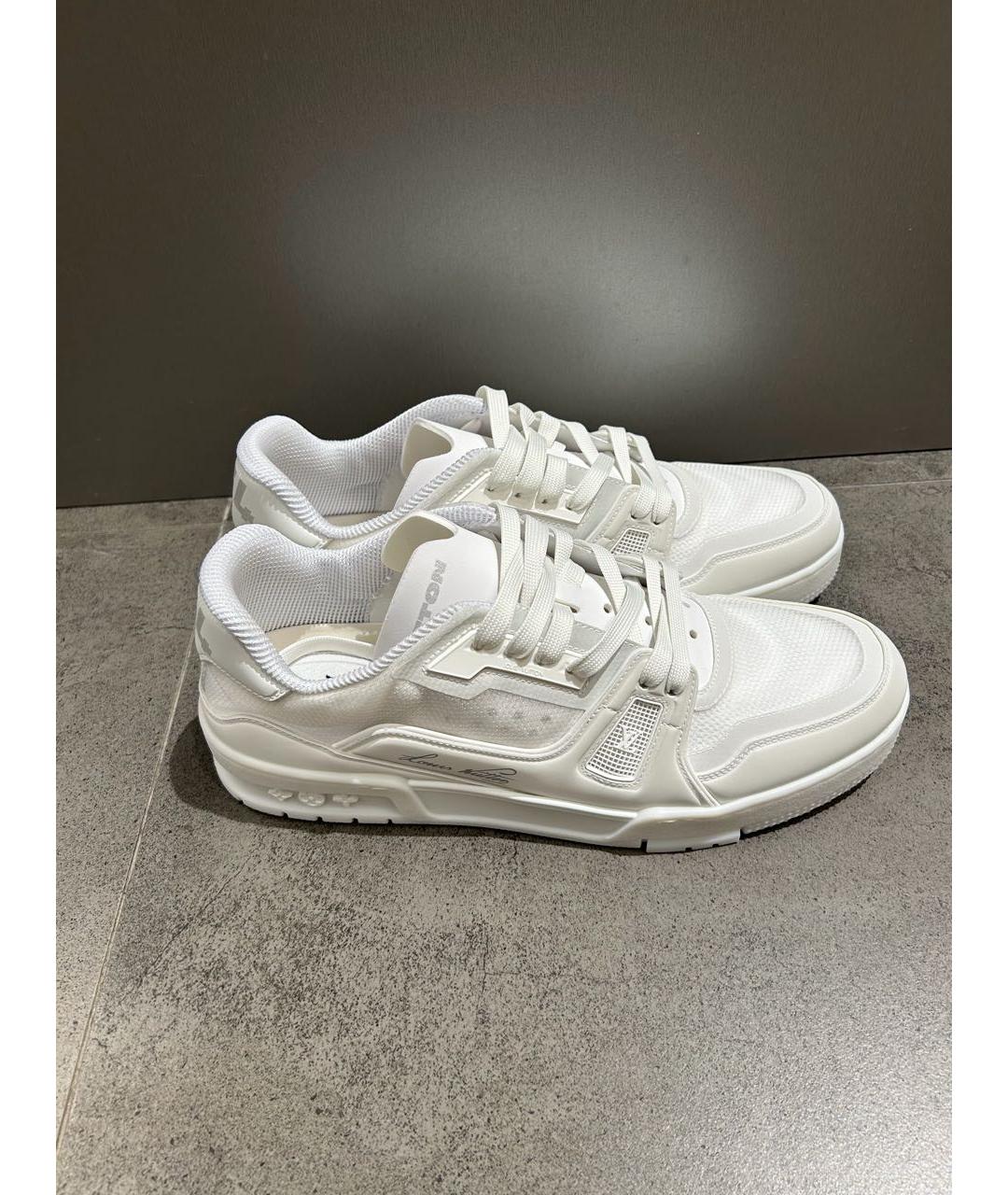 LOUIS VUITTON Белые кожаные низкие кроссовки / кеды, фото 6