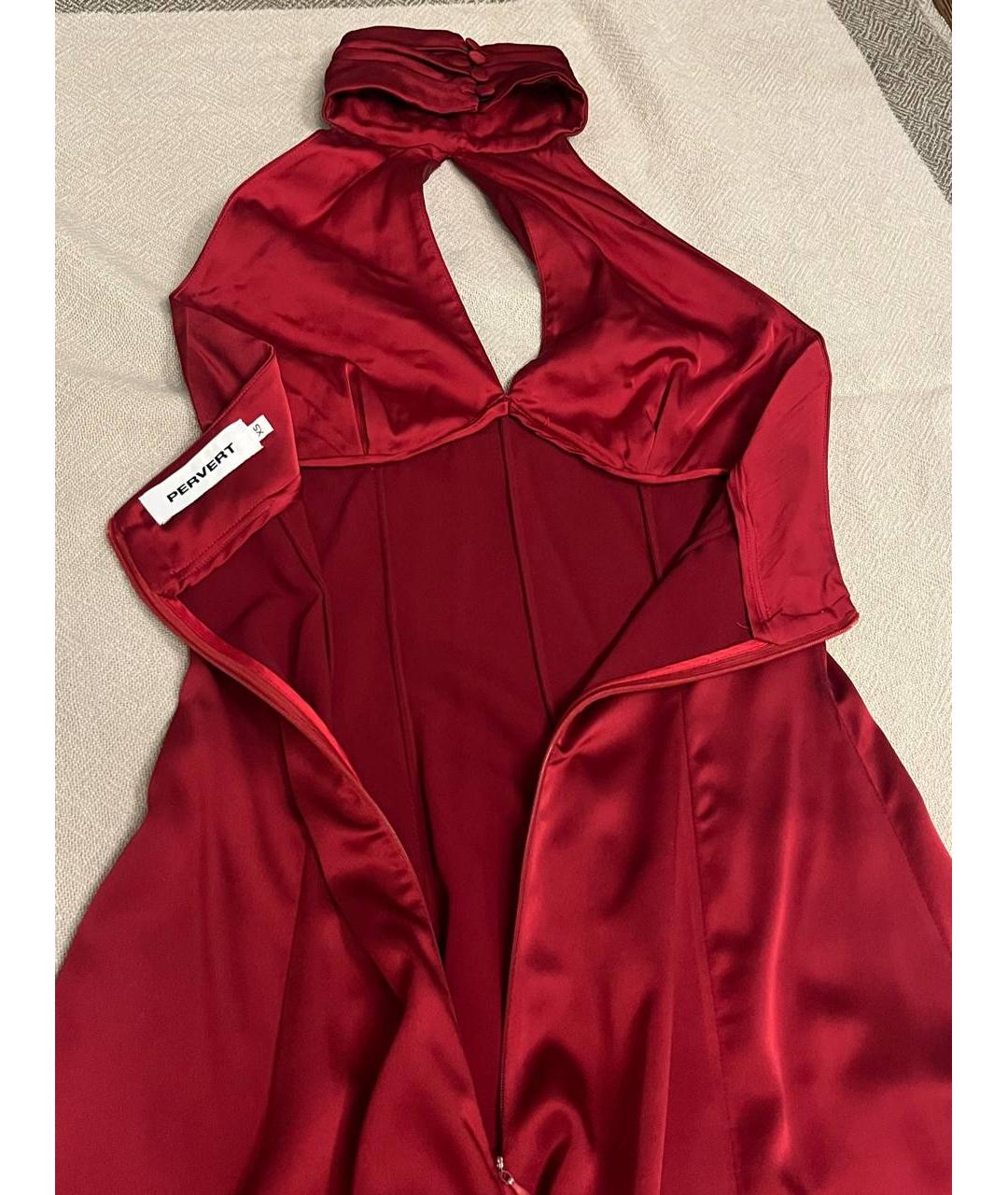 PERVERT Бордовое полиэстеровое вечернее платье, фото 5