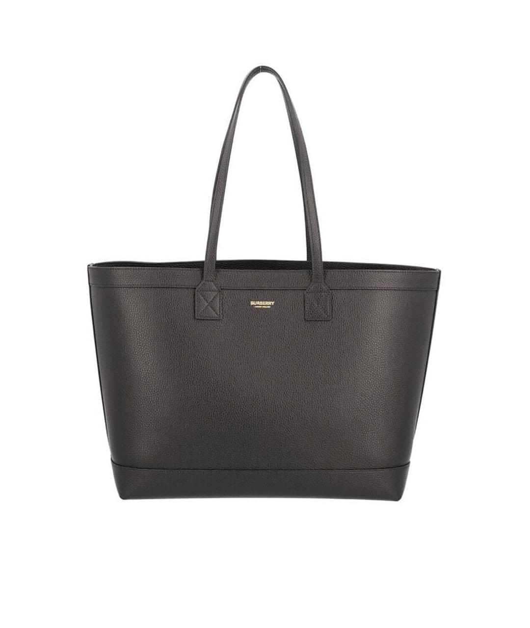 BURBERRY Черная кожаная сумка тоут, фото 1