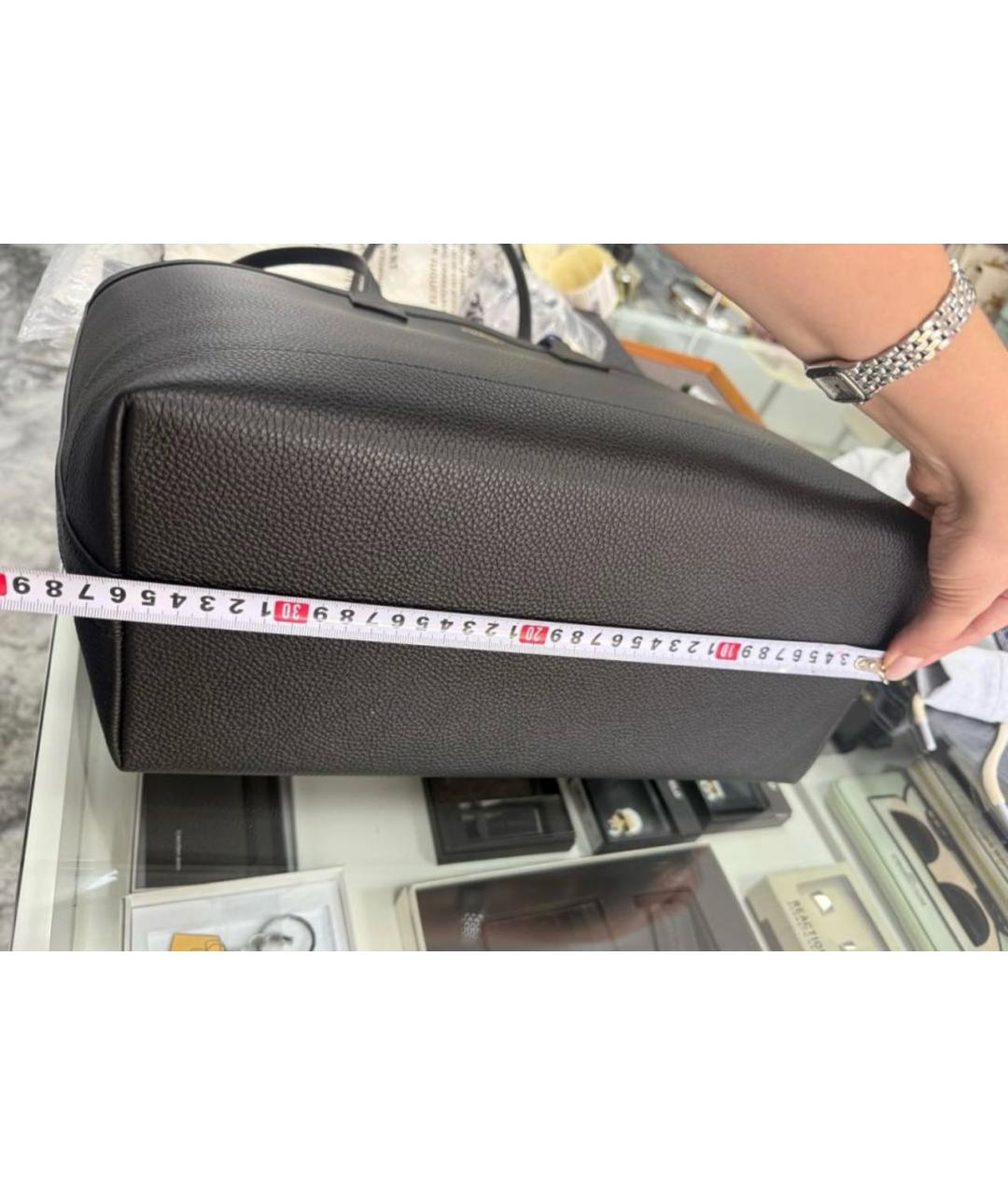 BURBERRY Черная кожаная сумка тоут, фото 7