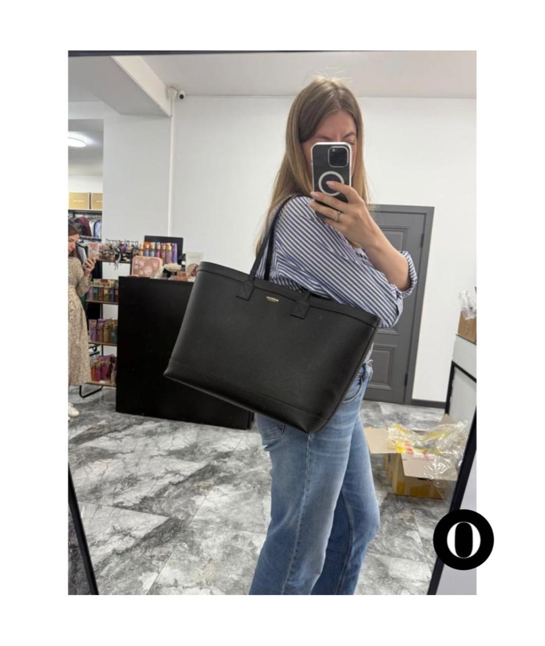 BURBERRY Черная кожаная сумка тоут, фото 3