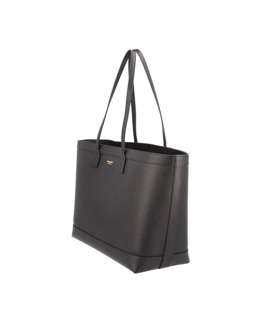 BURBERRY Черная кожаная сумка тоут, фото 2