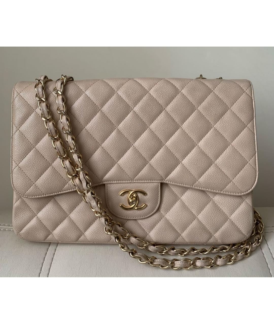 CHANEL Бежевая кожаная сумка через плечо, фото 9