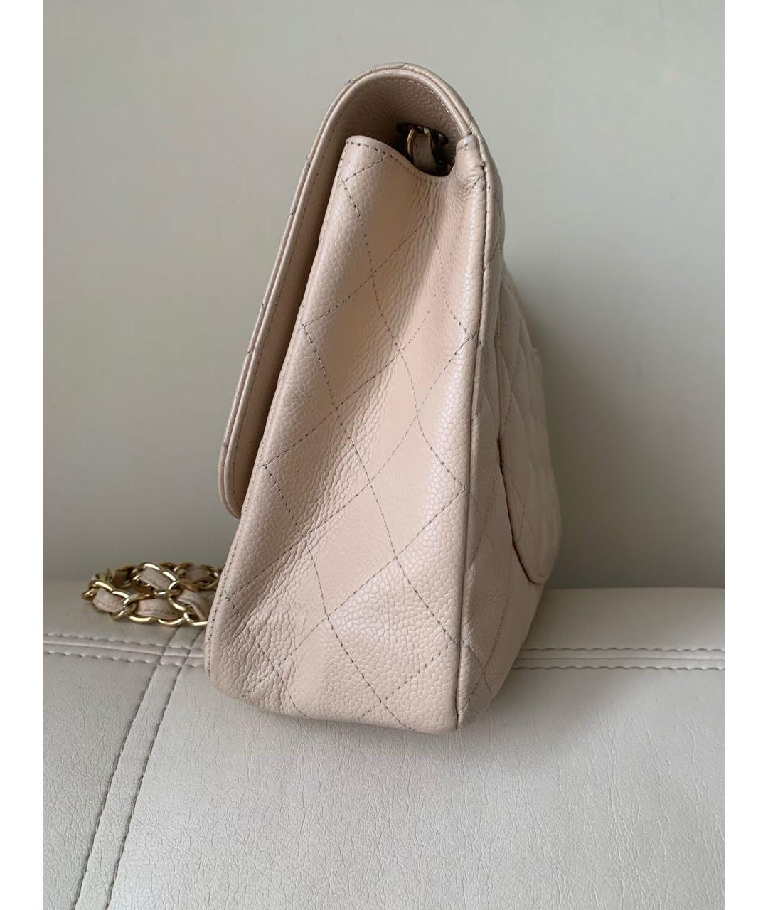 CHANEL Бежевая кожаная сумка через плечо, фото 3