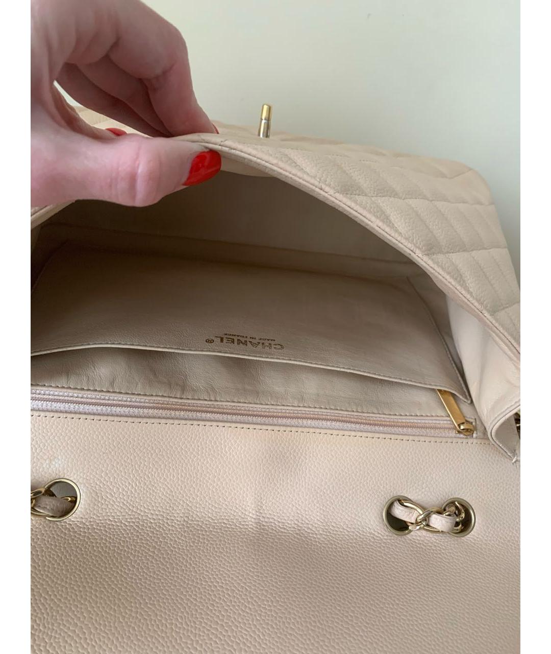 CHANEL Бежевая кожаная сумка через плечо, фото 4