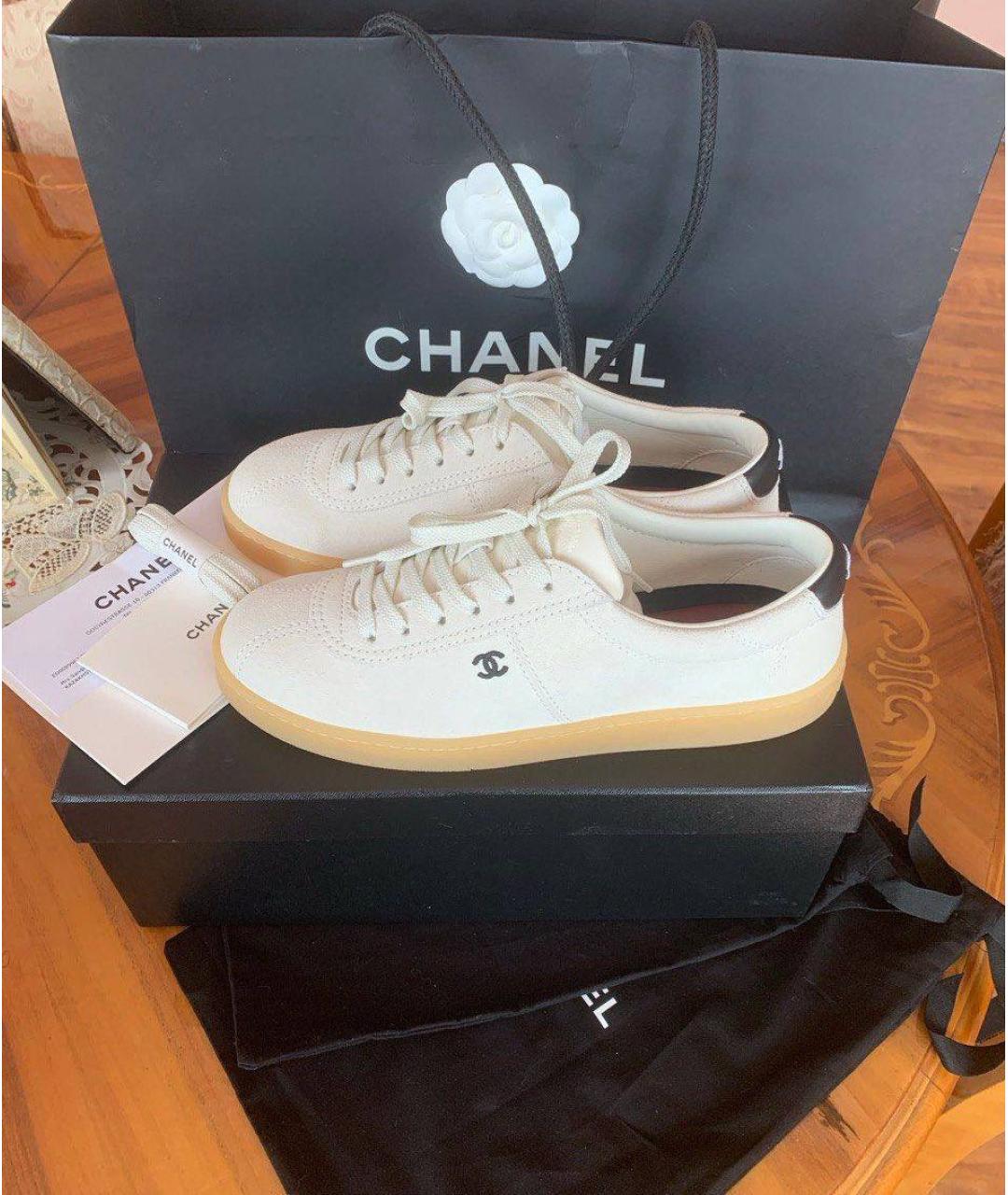 CHANEL Бежевые замшевые кеды, фото 6