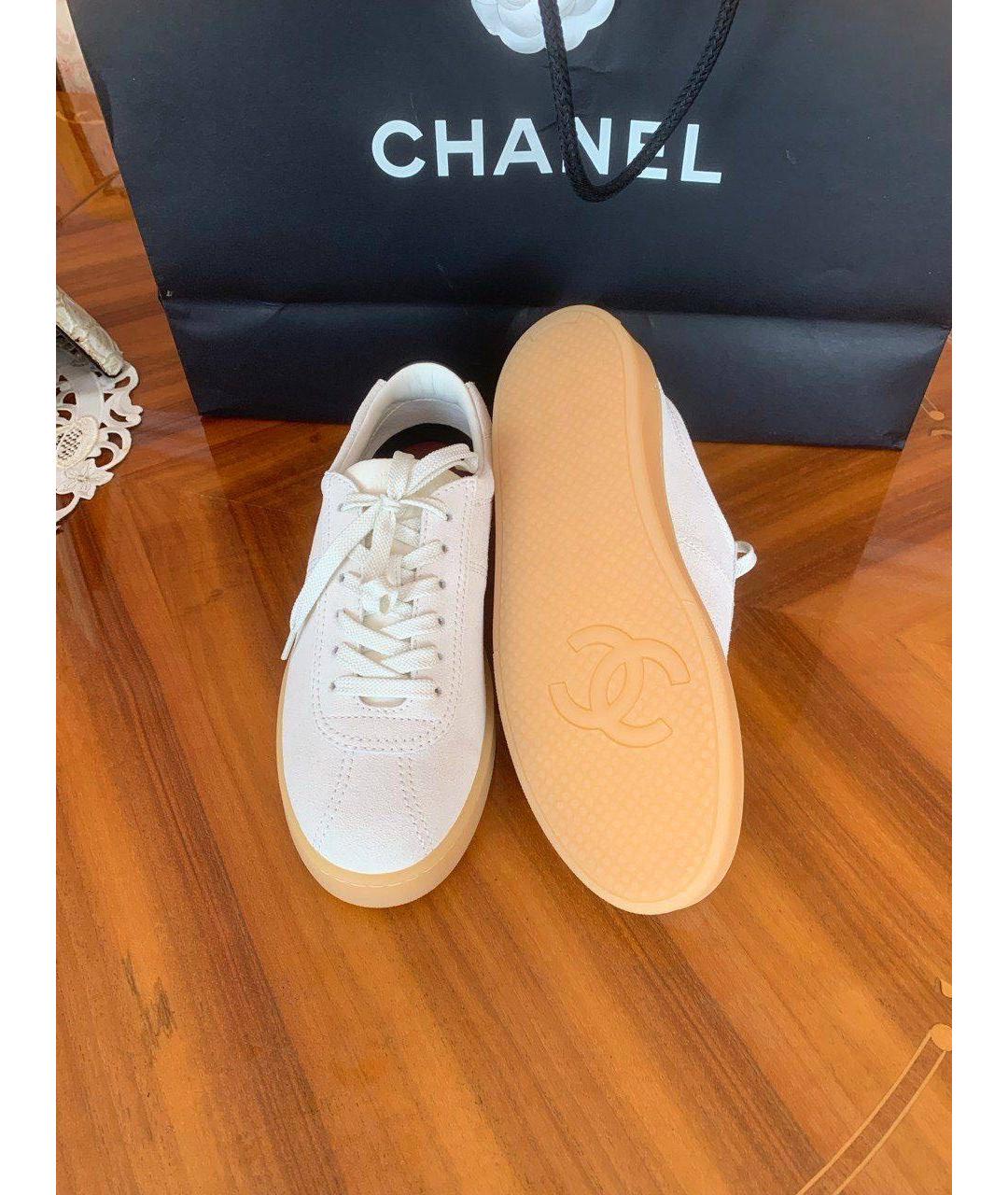 CHANEL Бежевые замшевые кеды, фото 5